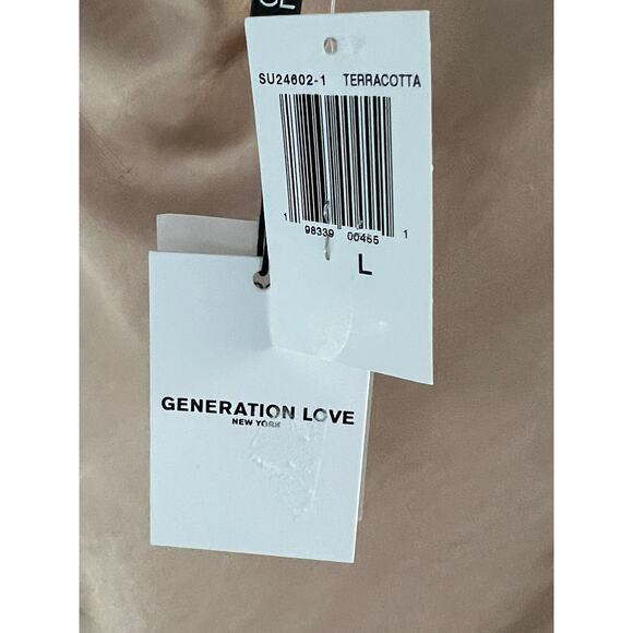 GENERATION LOVE WOMENS LARGE EVIE SATIN TERRACOTTA MAXI DRESS GOWN TINY FLAW - Picture 15 of 16